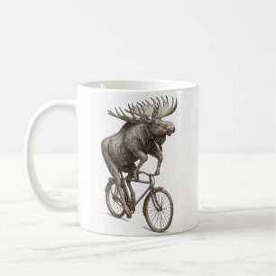 Caneca De Café Ciclismo de Alce Bicicleta Vintage Amante de Arte 