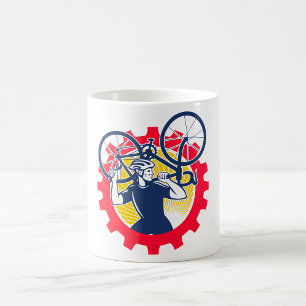 Caneca De Café Ciclista Carregando Bicicleta Mecânico de Ciclismo