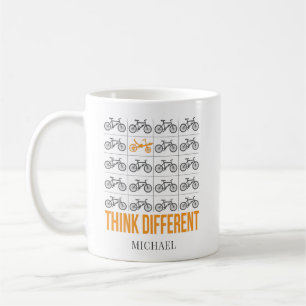 Caneca De Café Ciclista de Bicicleta Reclinada Pense Diferente Pe