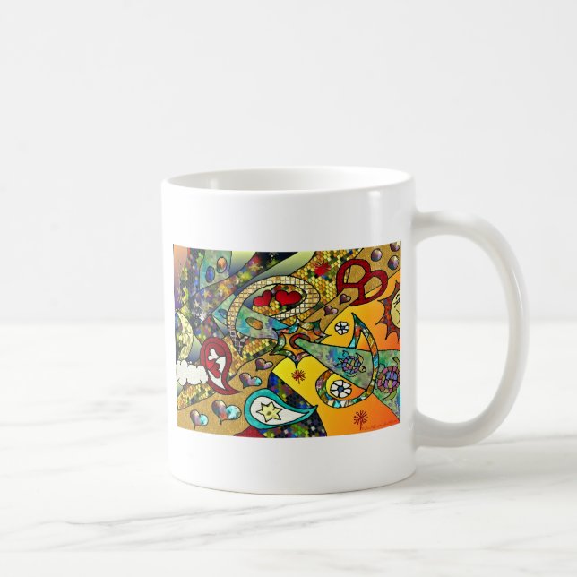 Caneca De Café Ciclo Psicodélico Retro 60s De Presentes Roupa (Direita)
