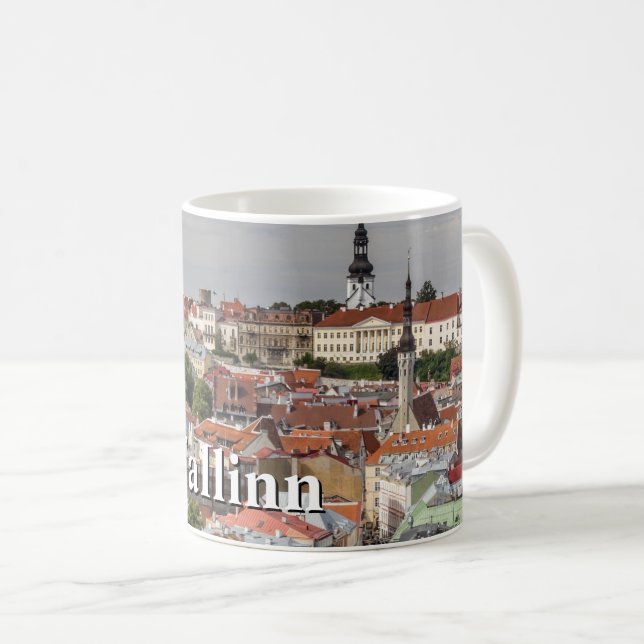 Caneca De Café Cidade Antiga de Tallinn, Estônia (Frente Esquerda)