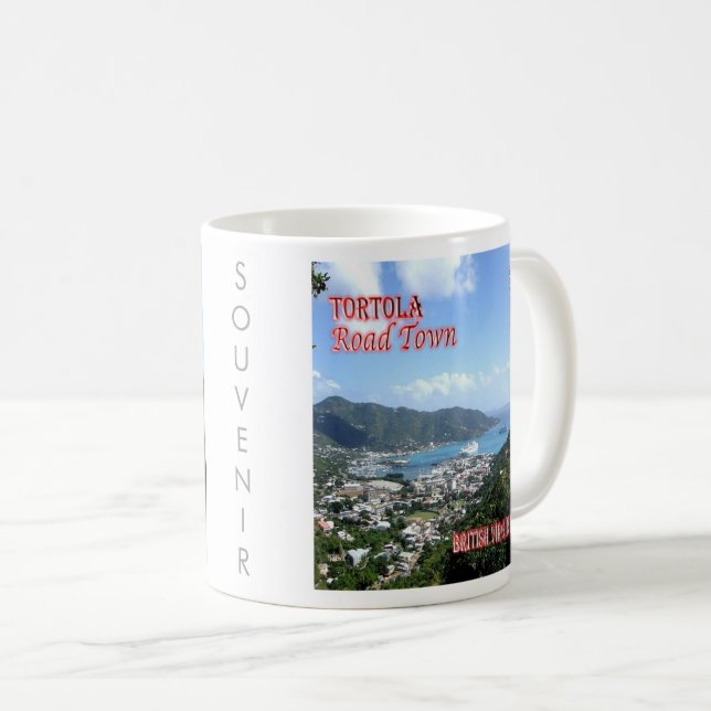 Caneca De Café Cidade da Estrada TORTOLA, Virgem Britânica, (Frente Esquerda)