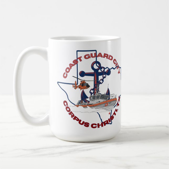 Caneca De Café Cidade da Guarda Costeira Corpus Christi, Texas (Esquerda)