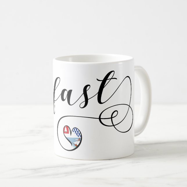 Caneca De Café Cidade de Belfast Flag em Coração (Frente Esquerda)