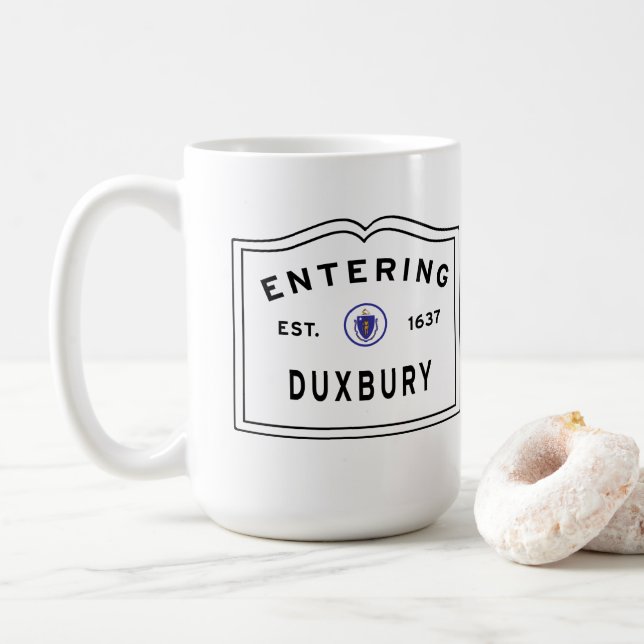 Caneca De Café Cidade de Duxbury Massachusetts (Com Donut)