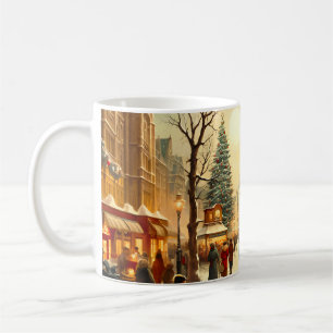 Caneca De Café Cidade de mercado de Natal nevado de inverno vinta