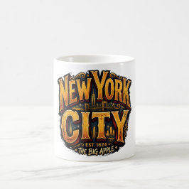 Caneca De Café Cidade de Nova York Est 1624 Tipografia Vintage da