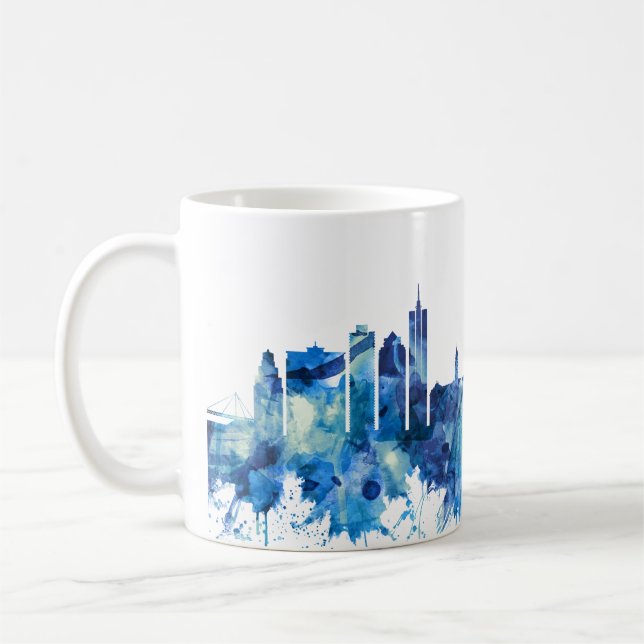 Caneca De Café Cidade do Cabo África do Sul Azul Skyline (Esquerda)