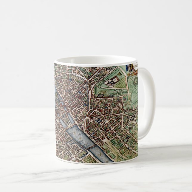 Caneca De Café Cidade do mapa de Paris antiga (Frente Esquerda)