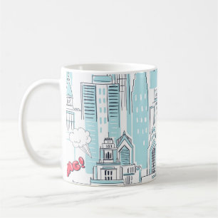 Caneca De Café Cidade dos quadrinhos: padrão vintage