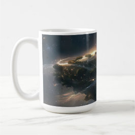 Caneca De Café Cidade espacial suspensa no universo