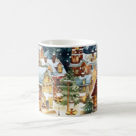 Caneca De Café Cidade ilustrativa de Natal na neve