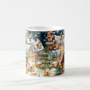 Caneca De Café Cidade ilustrativa de Natal na neve