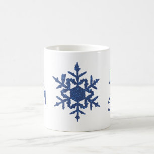 Caneca De Café Cidade Personalizada com Floco de Neve Azul Deixe-