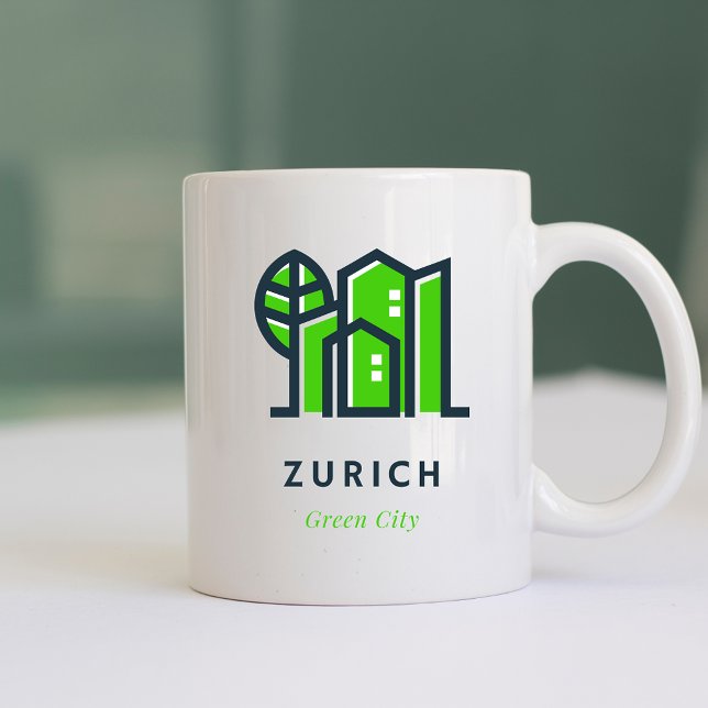 Caneca De Café Cidade Verde Sustentável Suiça de Zurique (Criador carregado)