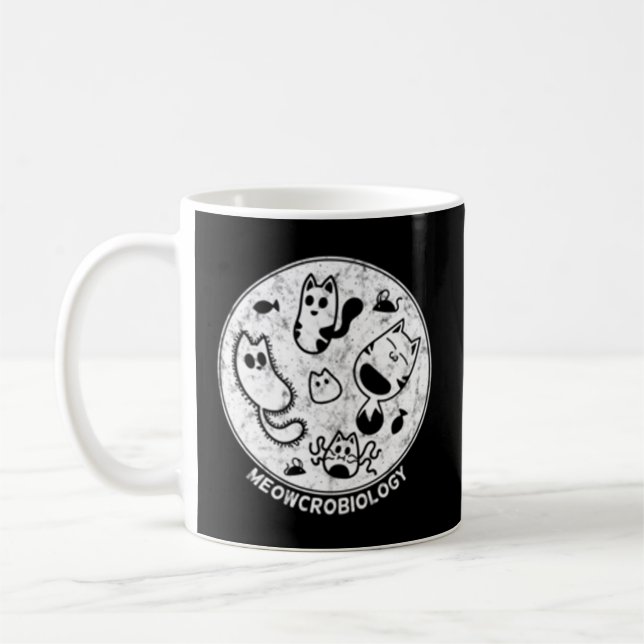 Caneca De Café Ciência em Distância Bactérias Gatos Bactérias Mic (Esquerda)