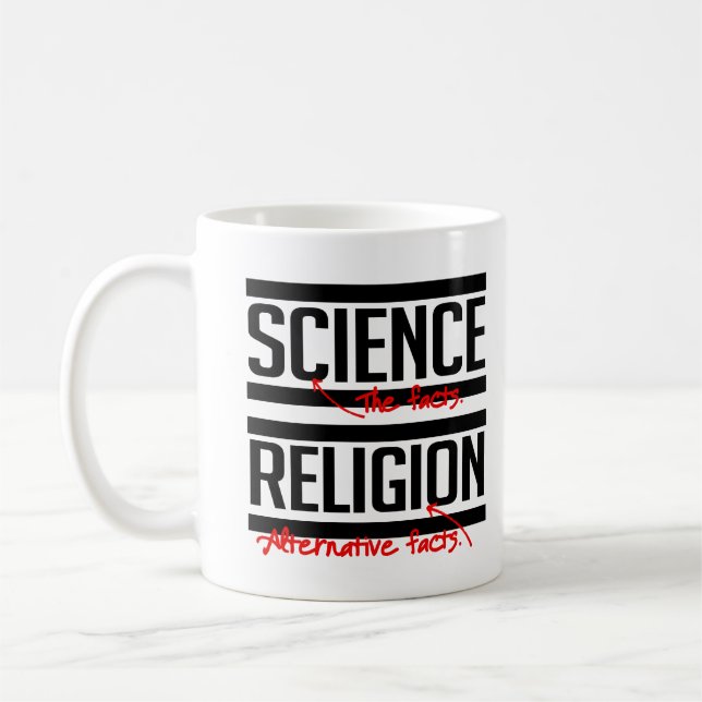 Caneca De Café Ciência = Fatos e Religião = Fatos do Alternativo (Esquerda)
