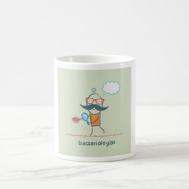 Caneca De Café Cientista bacteriologista engraçado com bigode gra (Centro)