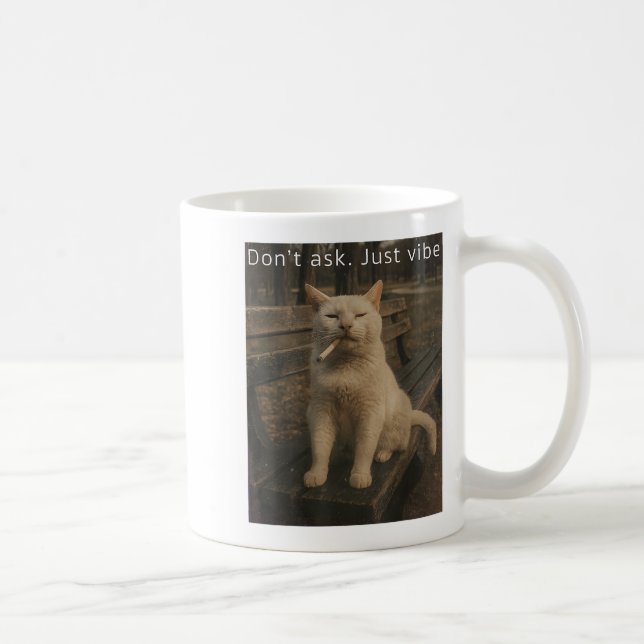 Caneca De Café Cigarro Gatinho Engraçado Fumar Gato Memória Céreb (Direita)