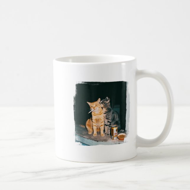 Caneca De Café Cigarro Gatinho Engraçado Fumar Gato Memória Céreb (Direita)