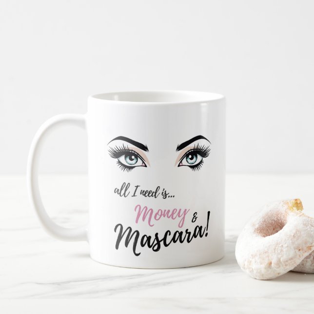 Caneca De Café cílios, maquiagem, rímel, presente para meninas (Com Donut)