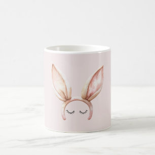 Caneca De Café Cílios Orelhas de Coelho Rosa
