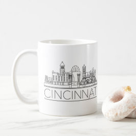 Caneca De Café Cincinnati| Linha Skyline Estilizada