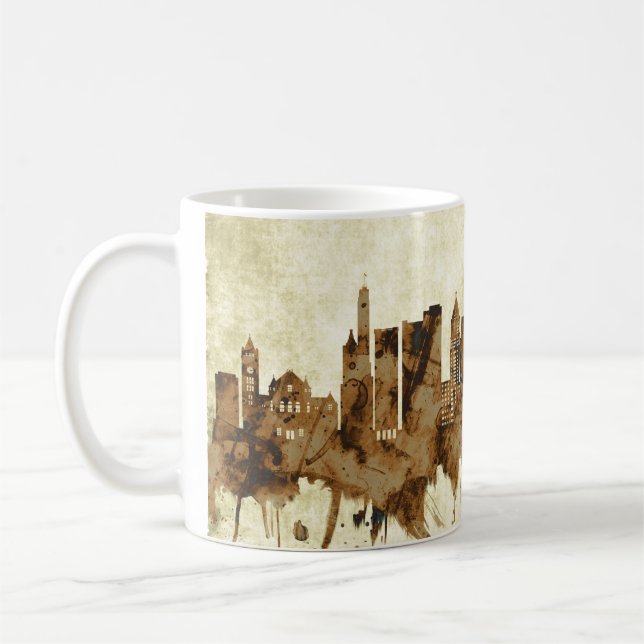 Caneca De Café Cincinnati Ohio Cityscape (Esquerda)