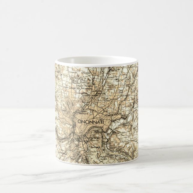 Caneca De Café Cincinnati Ohio Vintage Map (Centro)