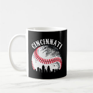 Caneca De Café Cincinnati Skyline City Baseball Reuniu Em Gameday
