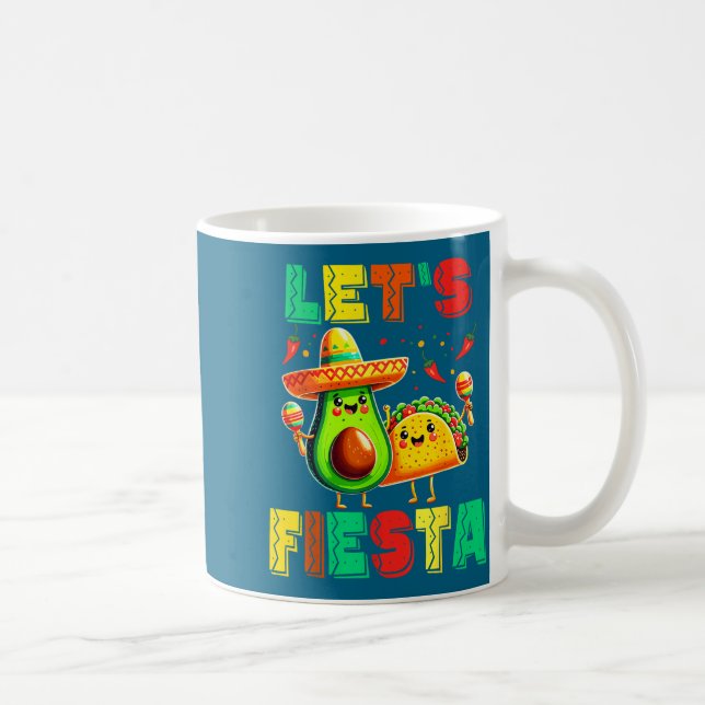 Caneca De Café Cinco de maio vamos festejar abacate e tacos cinco (Direita)