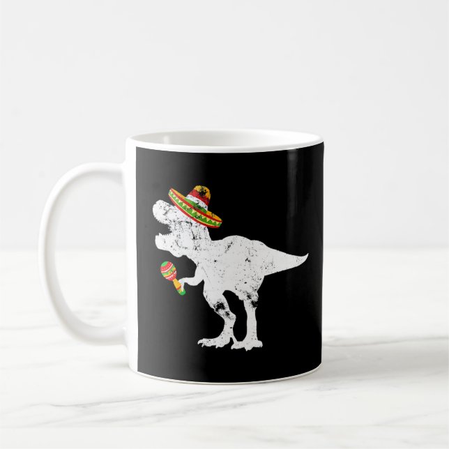 Caneca De Café Cinco De Mayo Dinosaur Sombrero Costume Para Homen (Esquerda)
