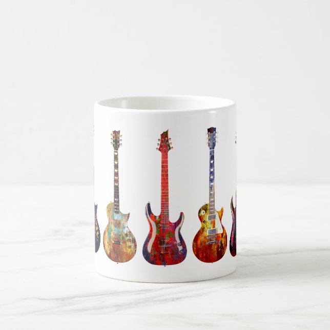 Caneca De Café Cinco guitarras coloridas (Centro)