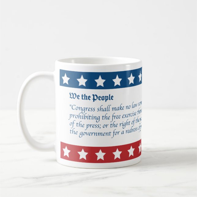 Caneca De Café Cinco Liberdades da Primeira Emenda (Esquerda)