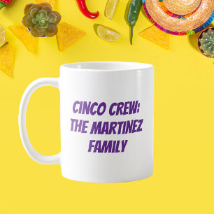 Caneca De Café Cinco pessoas - Nome da família personalizada