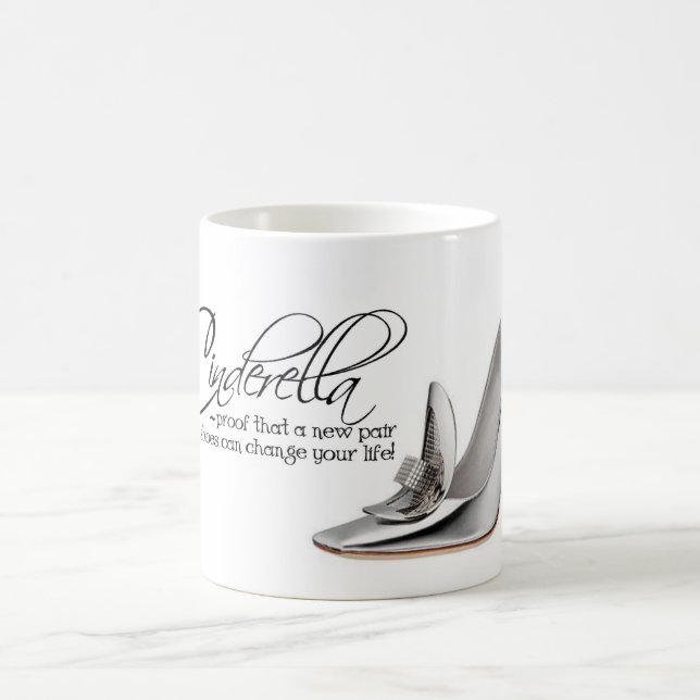 Caneca de Café Cinderela Sapatos Prata Citação Xíc (Centro)