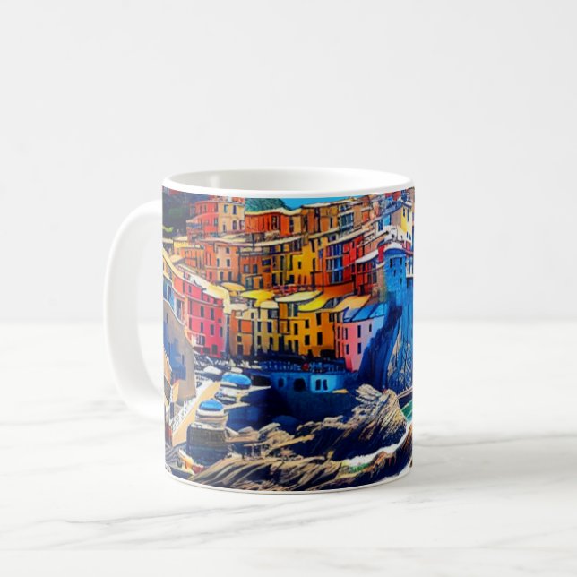Caneca De Café Cinque Terre Italy Gift (Frente Esquerda)
