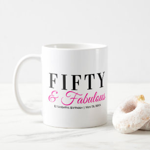 Caneca De Café Cinquenta e Fabuloso Rosa Quente Chique Aniversári