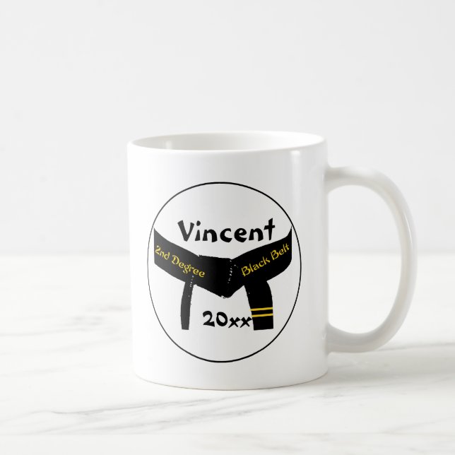 Caneca De Café Cinta Preta de Grau de segundo de Artes Marciais D (Direita)