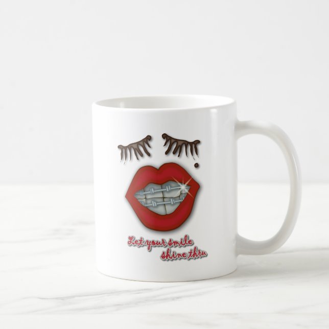 Caneca De Café Cintas brilhantes, lábios vermelhos, toupeira, e (Direita)
