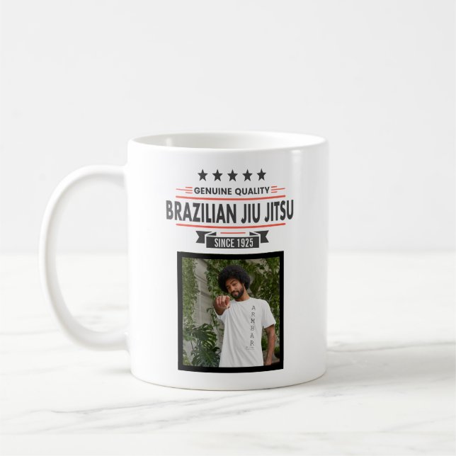 Caneca De Café Cinto Preto BJJ Classificado com Nome e Data do Pr (Esquerda)