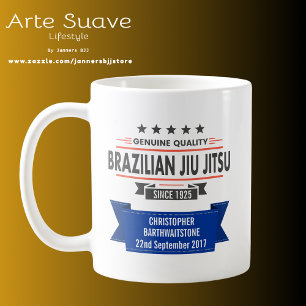 Caneca De Café Cinturão Azul BJJ Classificado com Nome e Data do