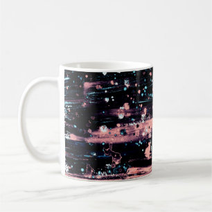 Caneca De Café Cinza abstrato artística escura e fundo rosa wi