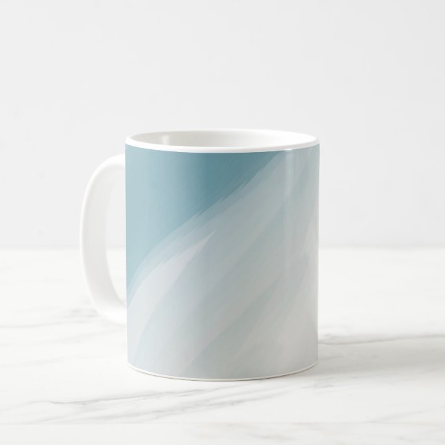 Caneca De Café Cinza azul e gradiente bege. (Frente Esquerda)