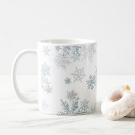 Caneca De Café Cinza azul e prateada Floco de neve no inverno