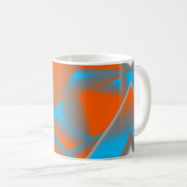 Caneca De Café Cinza Azul Laranja Ombre Arte Geométrica