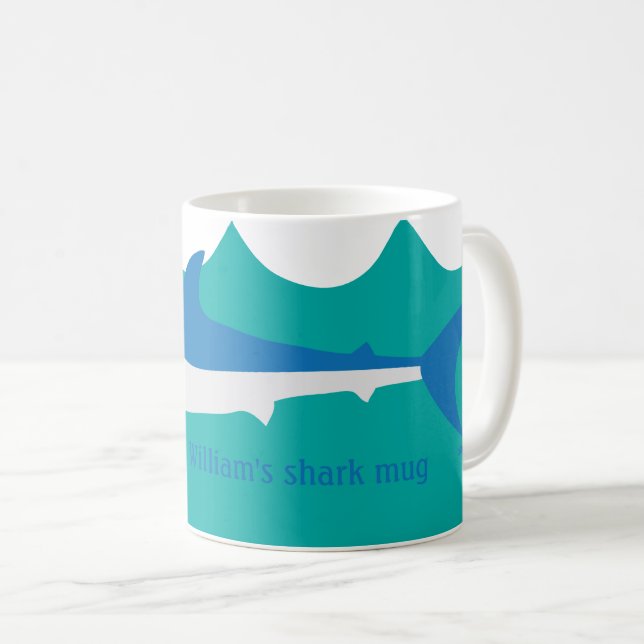 Caneca De Café Cinza Azul Mako Shark Mug (Frente Esquerda)