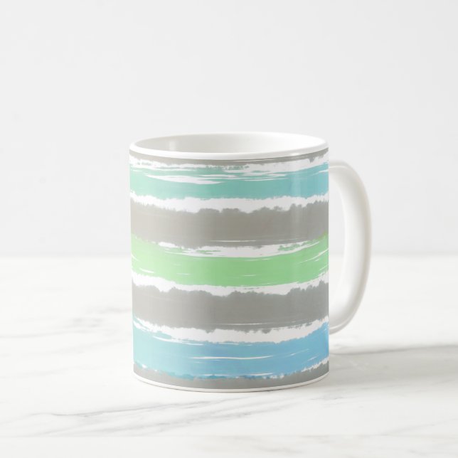 Caneca De Café Cinza Azul Verde Folha de Água Bandeiras (Frente Esquerda)