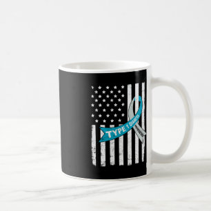 Caneca De Café Cinza Blue Ribbon American Flag Tipo 1 Diabetes Aw