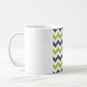 Caneca De Café Cinza Carvão e Chevron de Limão – Ziguezague Branc